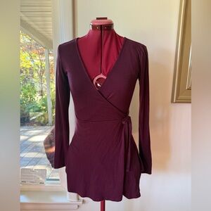 BURGUNDY WRAP MINI DRESS